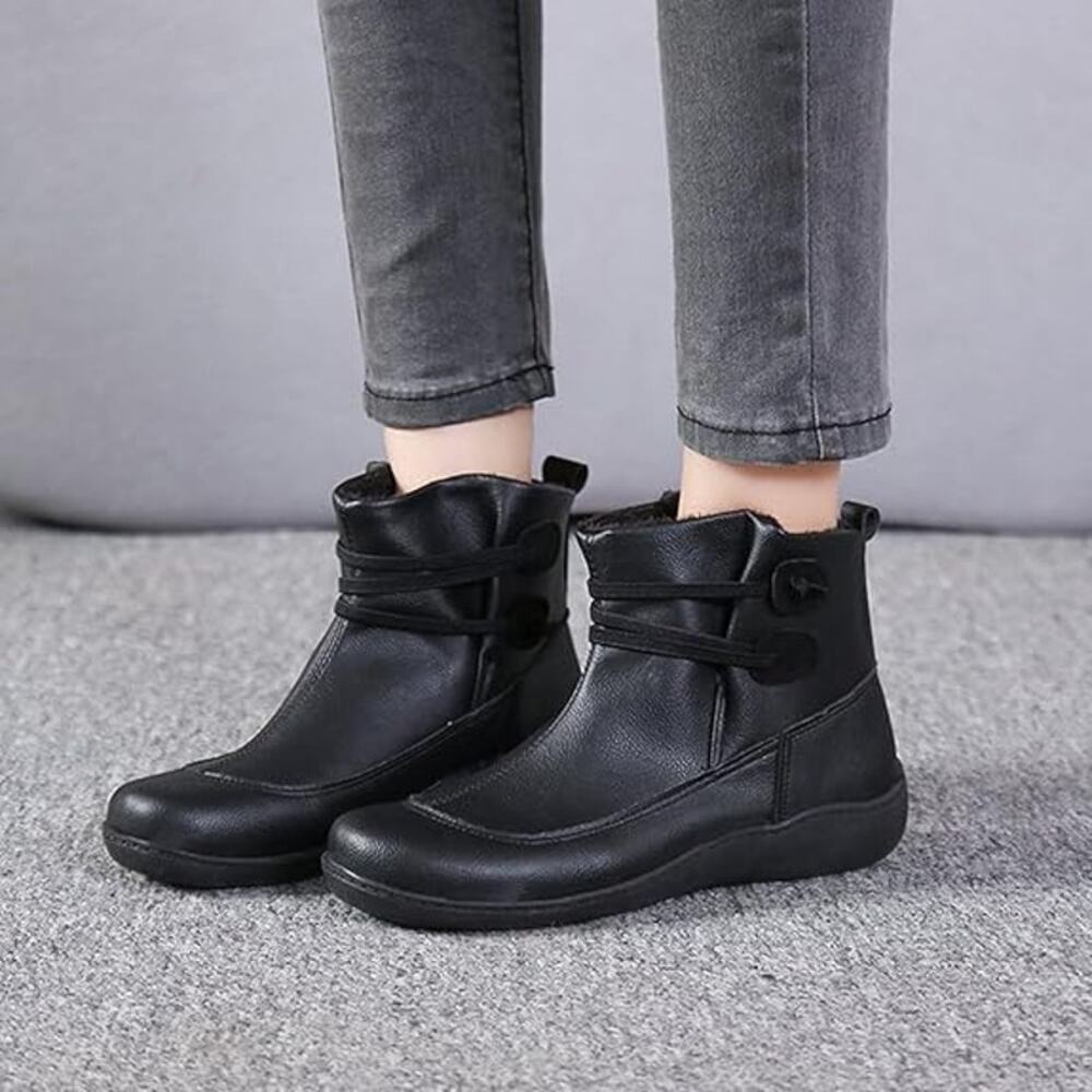 Women Ankle Boots Low Heel Slip on Comfortable Booties Black Size 9.5US / 41CN